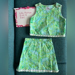Lilly Pulitzer Girls Green & Blue Floral Two-Piece Matching Set